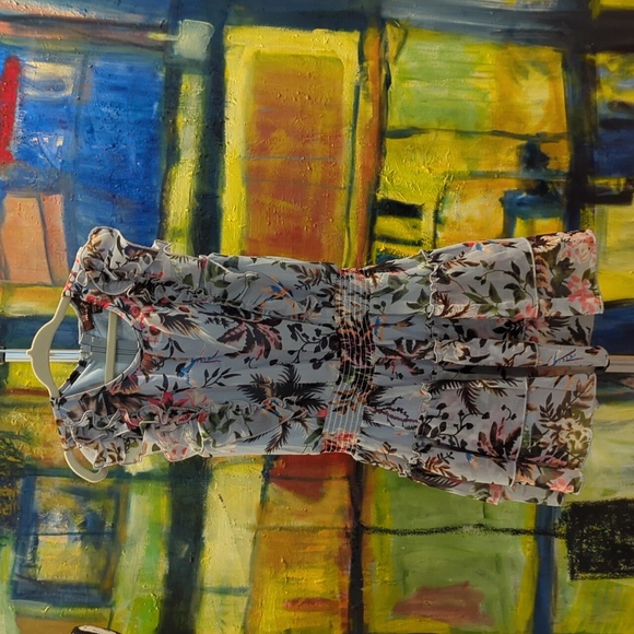 imoga Floral-Print Chiffon Ruffle-Trim Dress size